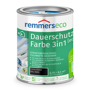 0000765201 Dauerschutz-Farbe 3in1 [eco] tiefschwarz (RAL 9005) 0,75l