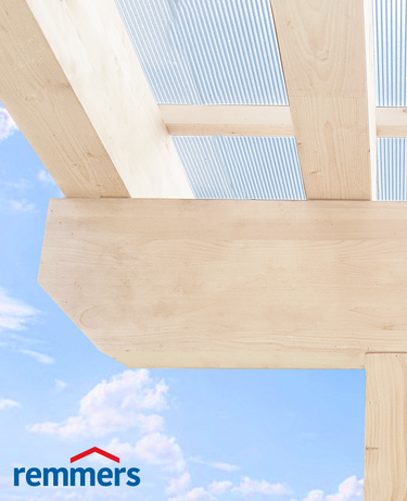 Balken auf Dach Deckenbalken mit Plexiglas Überdachung