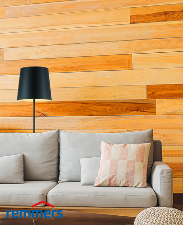 sofa und holz wandverkleidung innen