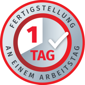 Button Fertigstellung an einem Arbeitstag